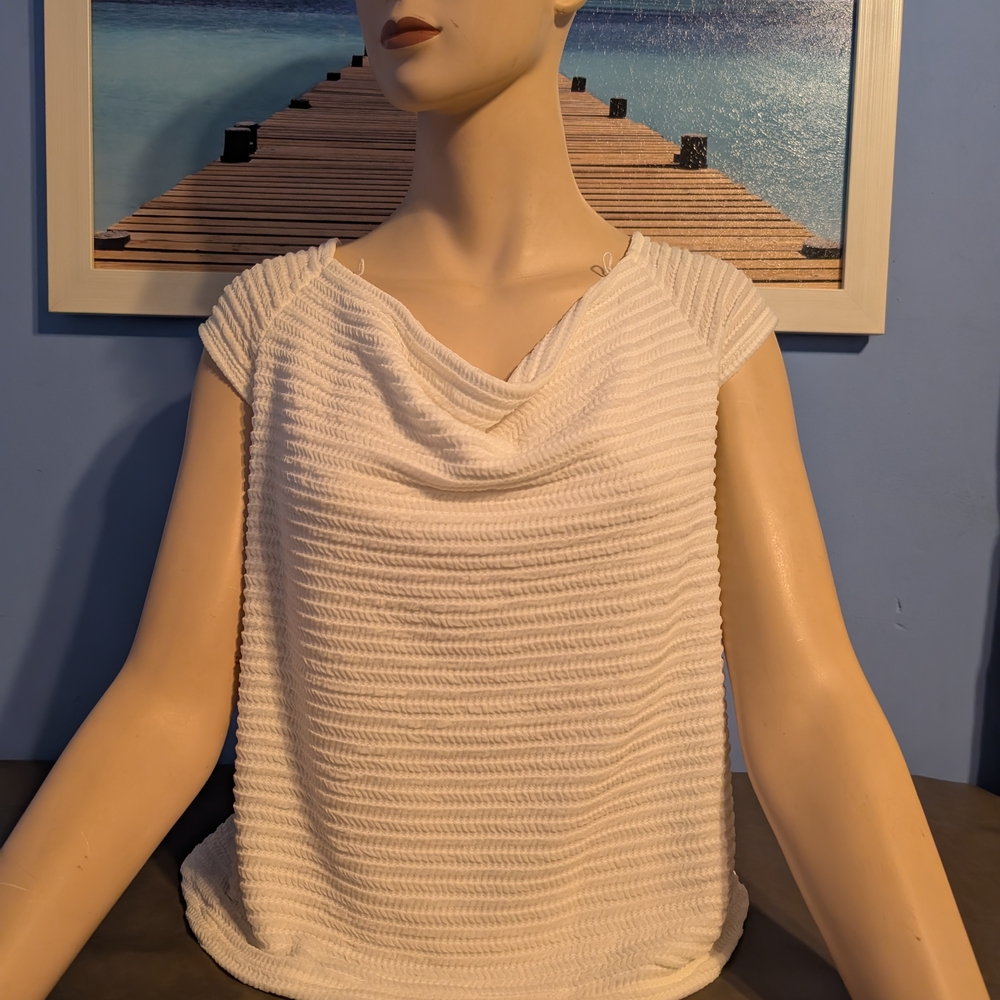 Nwt Worthington White Textured Women's Blouse Stretch Dress Casual Xlarge - Picture 1 of 8